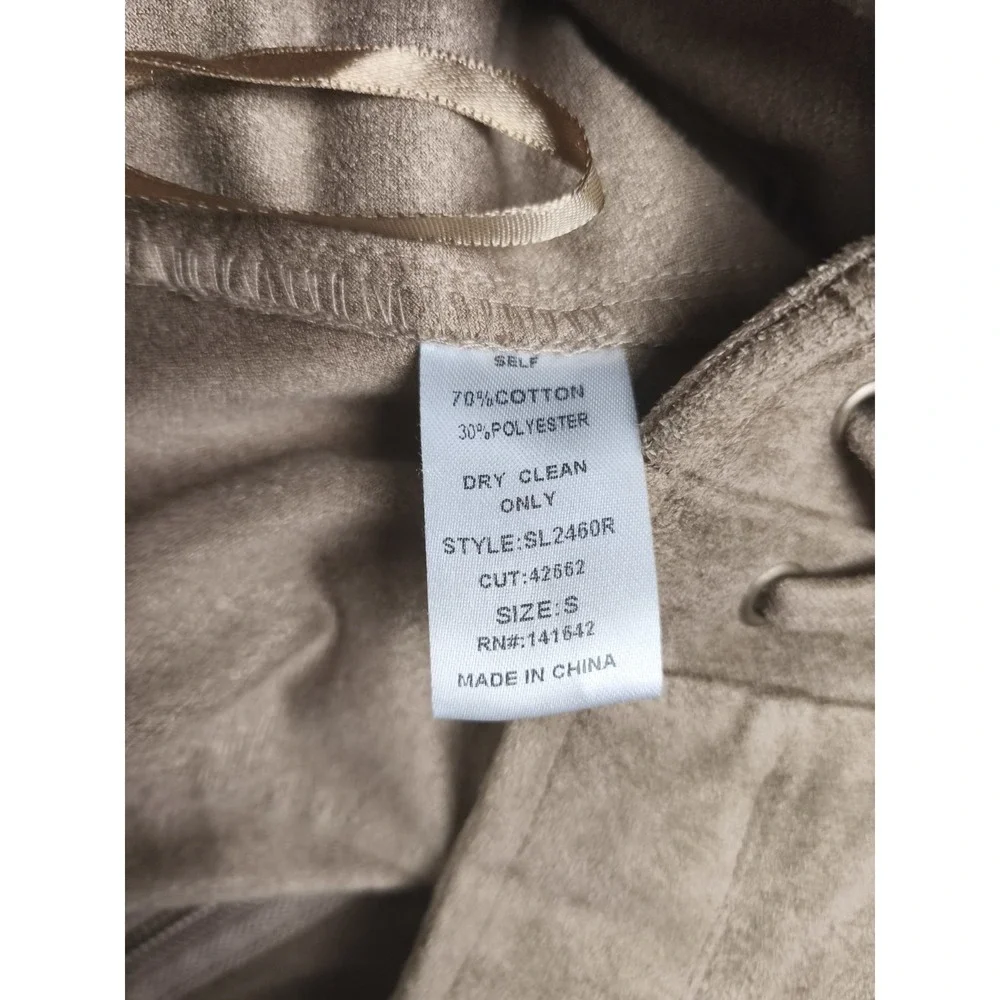She + Sky Faux Suede Mini Skirt Womens Small Tan Lace Up Boho Western‎